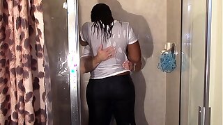Big Louring Booty Grinding White Dick in Shower till they cum